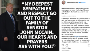 Trump Memorialized John McCain on Instagram in the Most Trump Way Possible